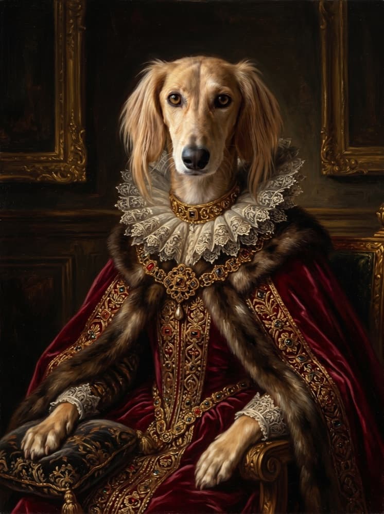 Saba in Royal Oil, framed with an ivory mat and gold hairline